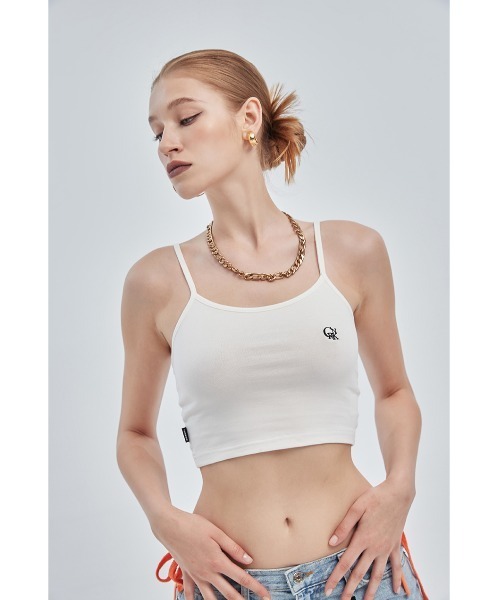 CRANK（クランク）の「A'GEM/9 × .kom『CRANK/クランク』BASIC CROP SLEEVELESS/ベーシック クロップド丈 スリーブレス キャミソール（キャミソール・レディース・ホワイト/ブラック・FREE）」の4枚目の写真