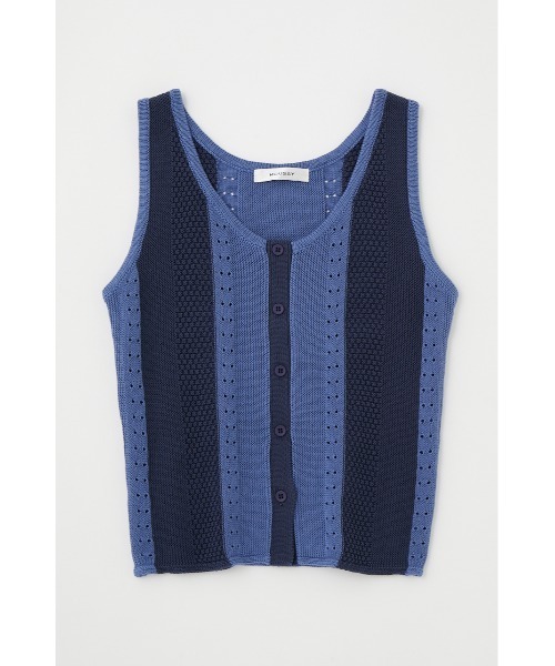 MOUSSY（マウジー）の「FRONT BUTTON KNIT タンクトップ（タンクトップ・レディース・ブルー/ブラック/キナリ・FREE）」の3枚目の写真