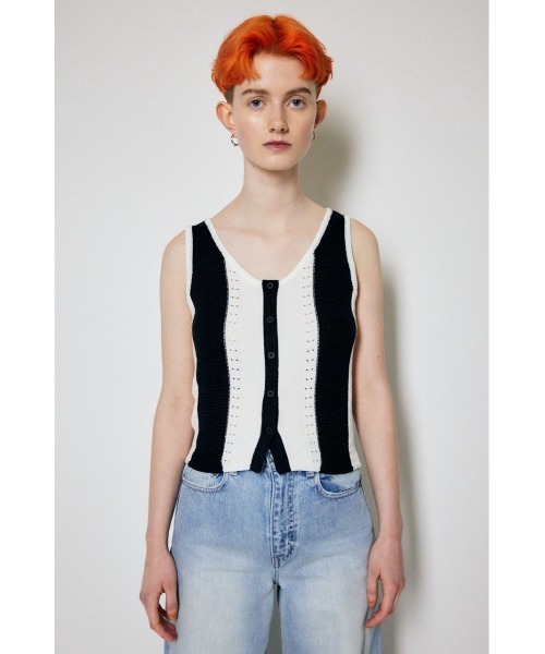 MOUSSY（マウジー）の「FRONT BUTTON KNIT タンクトップ（タンクトップ・レディース・ブルー/ブラック/キナリ・FREE）」の2枚目の写真