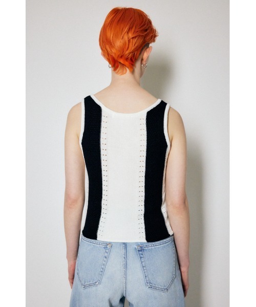 MOUSSY（マウジー）の「FRONT BUTTON KNIT タンクトップ（タンクトップ・レディース・ブルー/ブラック/キナリ・FREE）」の5枚目の写真