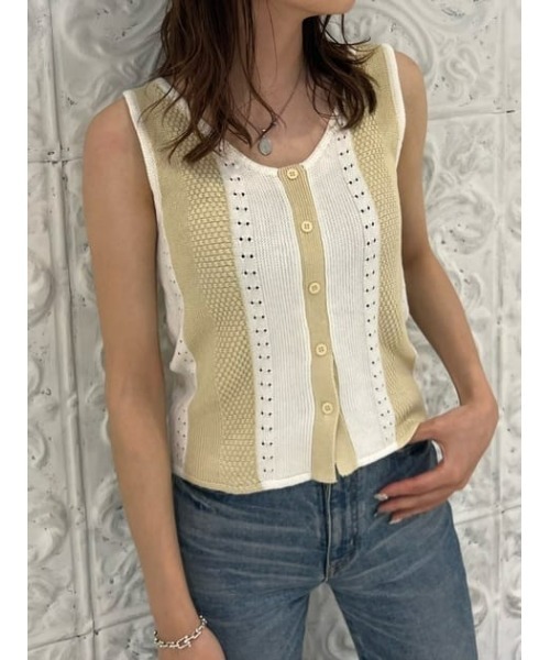 MOUSSY（マウジー）の「FRONT BUTTON KNIT タンクトップ（タンクトップ・レディース・ブルー/ブラック/キナリ・FREE）」の18枚目の写真