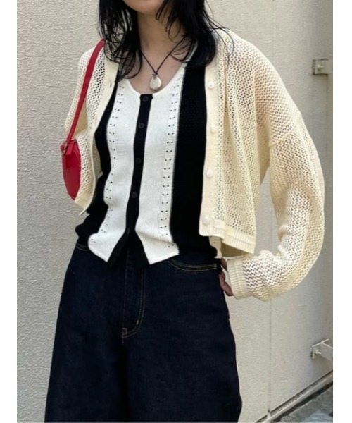 MOUSSY（マウジー）の「FRONT BUTTON KNIT タンクトップ（タンクトップ・レディース・ブルー/ブラック/キナリ・FREE）」の21枚目の写真