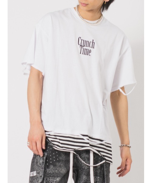 RE730(アールイーセブンサーティー)の「RE730 ビッグシルエットボーダーレイヤードTシャツ(Tシャツ/カットソー・メンズ・ブラック/オフホワイト/ホワイト系その他2・MEDIUM/LARGE/X-LARGE)」の2枚目の写真