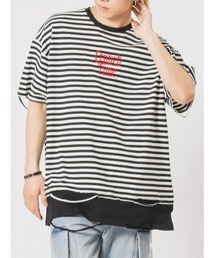 RE730 ビッグシルエットボーダーレイヤードTシャツ