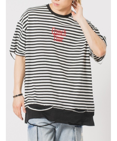 RE730(アールイーセブンサーティー)の「RE730 ビッグシルエットボーダーレイヤードTシャツ(Tシャツ/カットソー・メンズ・ブラック/オフホワイト/ホワイト系その他2・MEDIUM/LARGE/X-LARGE)」の3枚目の写真