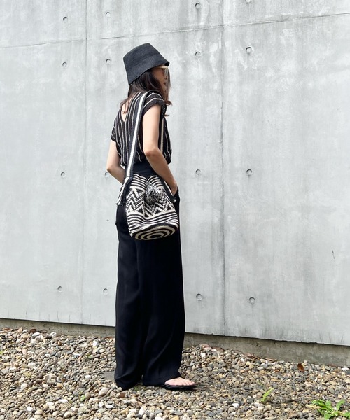 y/m by Yukie（イムバイユキエ）の「ストライプノースリニットトップス（Tシャツ/カットソー・レディース・ブラック・FREE）」の10枚目の写真