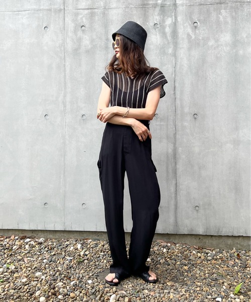 y/m by Yukie（イムバイユキエ）の「ストライプノースリニットトップス（Tシャツ/カットソー・レディース・ブラック・FREE）」の17枚目の写真