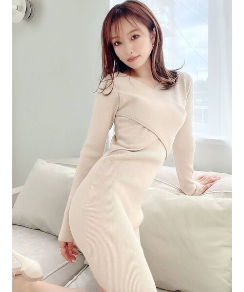 RESEXXY（リゼクシー）の「フロントクロスニットワンピース（ワンピース・レディース・ベージュ/ブラック/ブルー/ワイン・SMALL/MEDIUM）」の14枚目の写真
