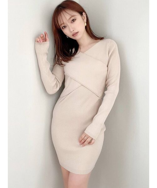 RESEXXY（リゼクシー）の「フロントクロスニットワンピース（ワンピース・レディース・ベージュ/ブラック/ブルー/ワイン・SMALL/MEDIUM）」の17枚目の写真