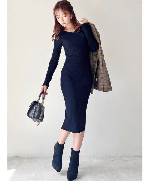 RESEXXY（リゼクシー）の「フロントクロスニットワンピース（ワンピース・レディース・ベージュ/ブラック/ブルー/ワイン・SMALL/MEDIUM）」の20枚目の写真