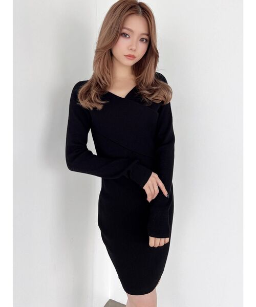 RESEXXY（リゼクシー）の「フロントクロスニットワンピース（ワンピース・レディース・ベージュ/ブラック/ブルー/ワイン・SMALL/MEDIUM）」の21枚目の写真