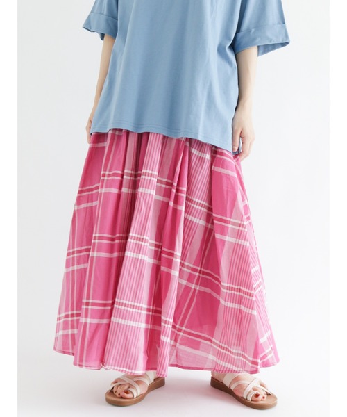 Samansa Mos2（サマンサ モスモス）の「インドボイル柄アソートギャザースカート（スカート・レディース・ブラック/ベージュ/ピンク/イエロー/グリーン/ミント・ﾌﾘ-）」の6枚目の写真