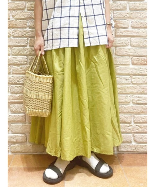 Samansa Mos2（サマンサ モスモス）の「インドボイル柄アソートギャザースカート（スカート・レディース・ブラック/ベージュ/ピンク/イエロー/グリーン/ミント・ﾌﾘ-）」の4枚目の写真