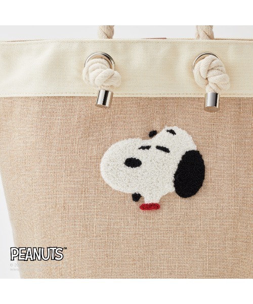 Paradise Picnic（パラダイスピクニック）の「スヌーピー/JUTE サガラ ラウンドバッグ（トートバッグ・レディース・ホワイト/アイボリー・FREE）」の4枚目の写真