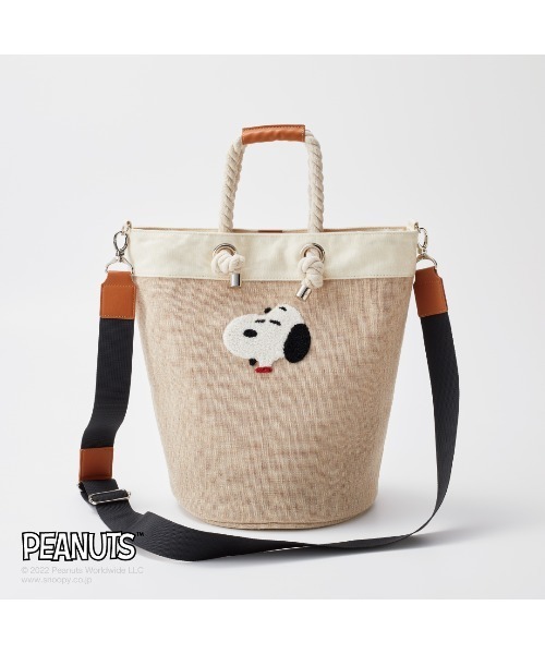 Paradise Picnic（パラダイスピクニック）の「スヌーピー/JUTE サガラ ラウンドバッグ（トートバッグ・レディース・ホワイト/アイボリー・FREE）」の8枚目の写真