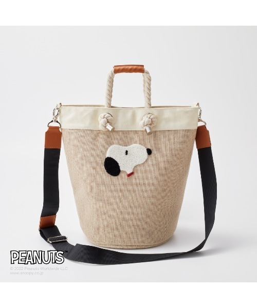 Paradise Picnic（パラダイスピクニック）の「スヌーピー/JUTE サガラ ラウンドバッグ（トートバッグ・レディース・ホワイト/アイボリー・FREE）」の7枚目の写真