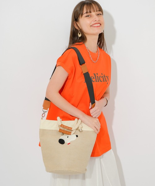 Paradise Picnic（パラダイスピクニック）の「スヌーピー/JUTE サガラ ラウンドバッグ（トートバッグ・レディース・ホワイト/アイボリー・FREE）」の14枚目の写真