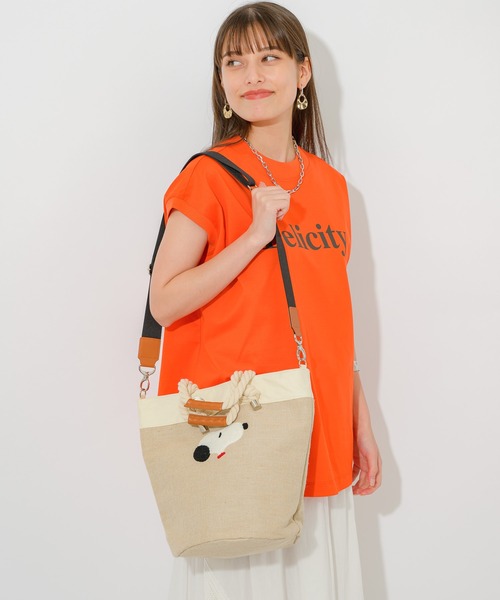 Paradise Picnic（パラダイスピクニック）の「スヌーピー/JUTE サガラ ラウンドバッグ（トートバッグ・レディース・ホワイト/アイボリー・FREE）」の13枚目の写真