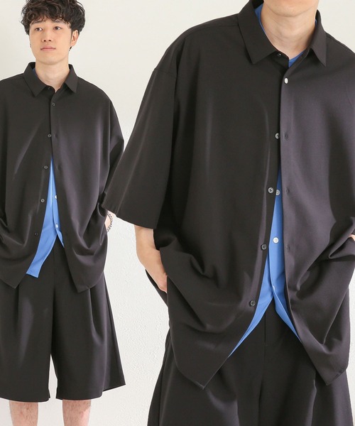 SENSE OF PLACE by URBAN RESEARCH（センスオブプレイスバイアーバンリサーチ）の「『セットアップ対応』 エクストラルーズシャツ(5分袖)（シャツ/ブラウス・メンズ・ホワイト/ブラック/ライトベージュ・MEDIUM/LARGE）」の3枚目の写真