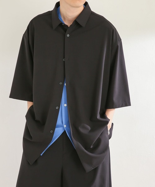 SENSE OF PLACE by URBAN RESEARCH（センスオブプレイスバイアーバンリサーチ）の「『セットアップ対応』 エクストラルーズシャツ(5分袖)（シャツ/ブラウス・メンズ・ホワイト/ブラック/ライトベージュ・MEDIUM/LARGE）」の7枚目の写真