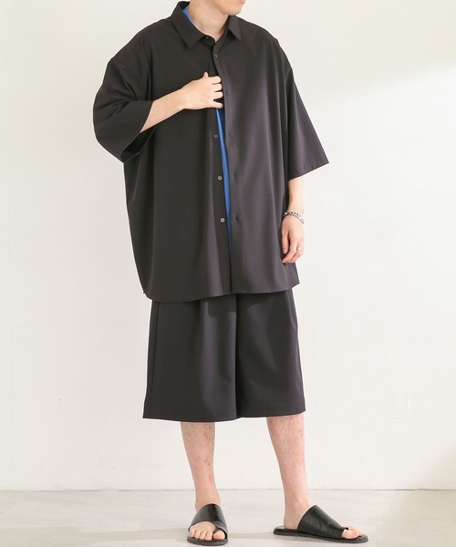 SENSE OF PLACE by URBAN RESEARCH（センスオブプレイスバイアーバンリサーチ）の「『セットアップ対応』 エクストラルーズシャツ(5分袖)（シャツ/ブラウス・メンズ・ホワイト/ブラック/ライトベージュ・MEDIUM/LARGE）」の4枚目の写真