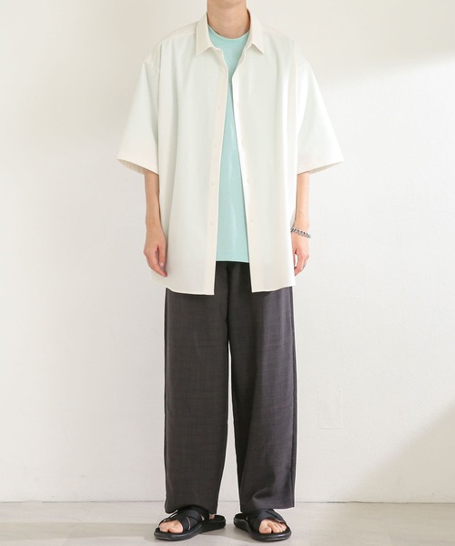 SENSE OF PLACE by URBAN RESEARCH（センスオブプレイスバイアーバンリサーチ）の「『セットアップ対応』 エクストラルーズシャツ(5分袖)（シャツ/ブラウス・メンズ・ホワイト/ブラック/ライトベージュ・MEDIUM/LARGE）」の15枚目の写真