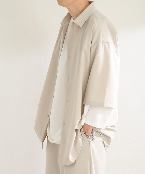 SENSE OF PLACE by URBAN RESEARCH（センスオブプレイスバイアーバンリサーチ）の「『セットアップ対応』 エクストラルーズシャツ(5分袖)（シャツ/ブラウス・メンズ・ホワイト/ブラック/ライトベージュ・MEDIUM/LARGE）」の12枚目の写真