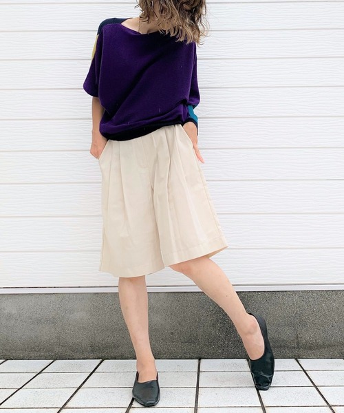 Q(キュー)の「タックハーフパンツ(その他パンツ・レディース・オリーブ/ベージュ・MEDIUM)」の12枚目の写真