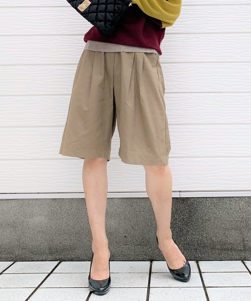 Q(キュー)の「タックハーフパンツ(その他パンツ・レディース・オリーブ/ベージュ・MEDIUM)」の16枚目の写真