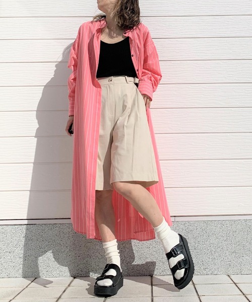 Q(キュー)の「タックハーフパンツ(その他パンツ・レディース・オリーブ/ベージュ・MEDIUM)」の17枚目の写真