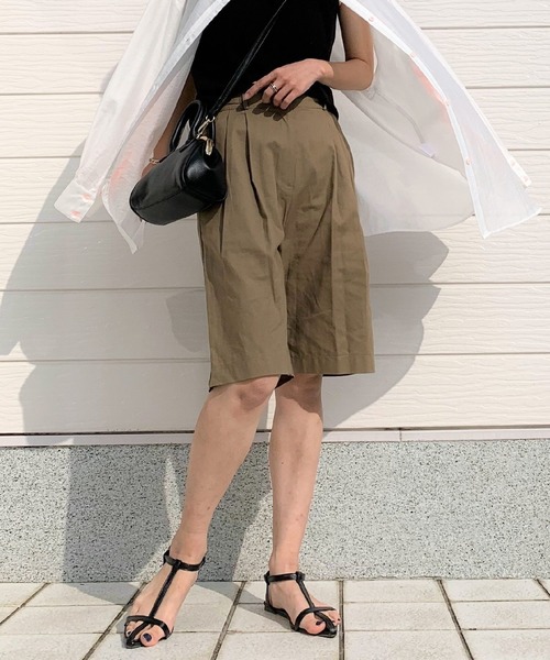 Q(キュー)の「タックハーフパンツ(その他パンツ・レディース・オリーブ/ベージュ・MEDIUM)」の20枚目の写真