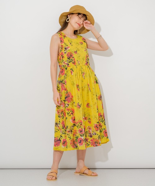 Paradise Picnic(パラダイスピクニック)の「綿ボイル花柄ワンピース(ワンピース・レディース・ブラック/ホワイト/イエロー・FREE)」の3枚目の写真