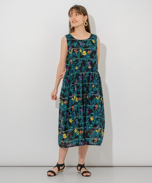 Paradise Picnic(パラダイスピクニック)の「綿ボイル花柄ワンピース(ワンピース・レディース・ブラック/ホワイト/イエロー・FREE)」の1枚目の写真