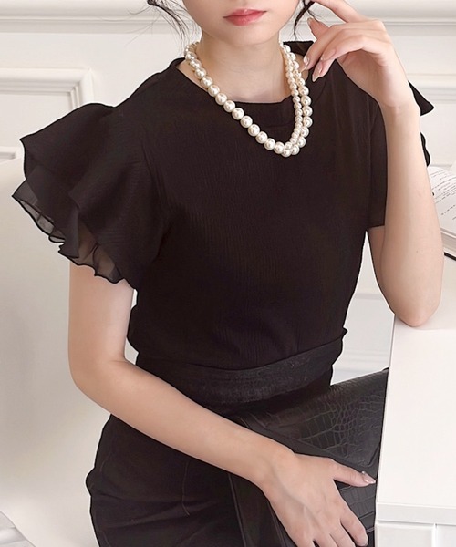 MIIA（ミーア）の「プチハイネックカットトップス（Tシャツ/カットソー・レディース・ブラック/オフホワイト/モカ・FREE）」の2枚目の写真