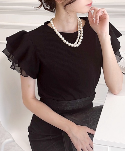 MIIA（ミーア）の「プチハイネックカットトップス（Tシャツ/カットソー・レディース・ブラック/オフホワイト/モカ・FREE）」の5枚目の写真