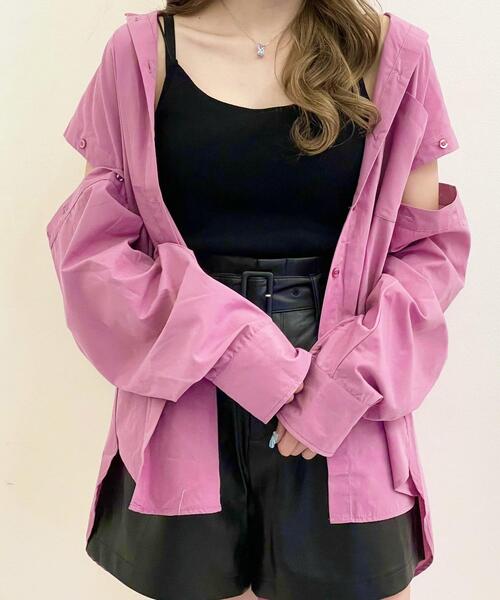 INGNI(イング)の「2WAY肩あきシャツ(シャツ/ブラウス・レディース・オフホワイト/ピンク/グリーン・M)」の5枚目の写真