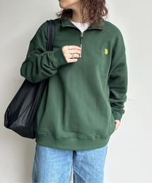 1ポイント刺繍裏毛ハーフジップスウェット
