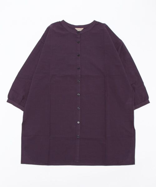 Samansa Mos2（サマンサ モスモス）の「バンドカラーチュニック（シャツ/ブラウス・レディース・チャコール/オレンジ/グリーン/オフホワイト/イエロー/パープル・ﾌﾘ-）」の5枚目の写真