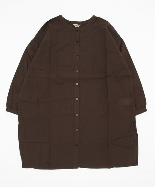 Samansa Mos2（サマンサ モスモス）の「バンドカラーチュニック（シャツ/ブラウス・レディース・チャコール/オレンジ/グリーン/オフホワイト/イエロー/パープル・ﾌﾘ-）」の3枚目の写真