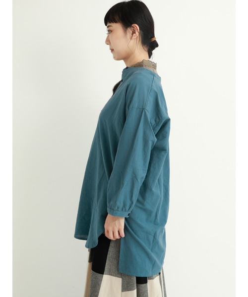 Samansa Mos2（サマンサ モスモス）の「バンドカラーチュニック（シャツ/ブラウス・レディース・チャコール/オレンジ/グリーン/オフホワイト/イエロー/パープル・ﾌﾘ-）」の18枚目の写真