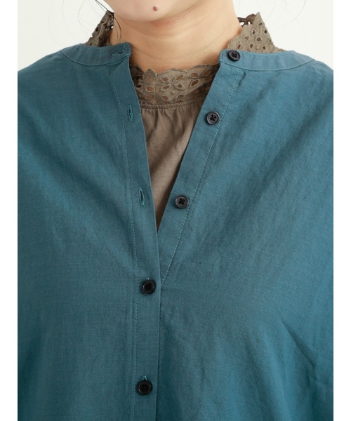 Samansa Mos2（サマンサ モスモス）の「バンドカラーチュニック（シャツ/ブラウス・レディース・チャコール/オレンジ/グリーン/オフホワイト/イエロー/パープル・ﾌﾘ-）」の16枚目の写真