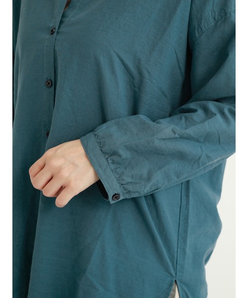 Samansa Mos2（サマンサ モスモス）の「バンドカラーチュニック（シャツ/ブラウス・レディース・チャコール/オレンジ/グリーン/オフホワイト/イエロー/パープル・ﾌﾘ-）」の12枚目の写真