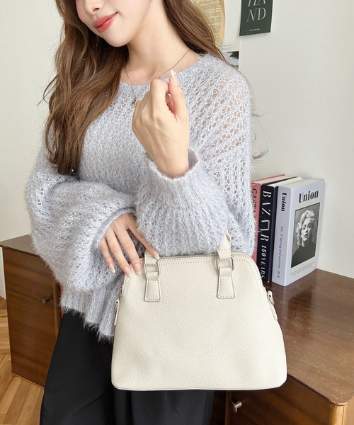 moment+（モーメントプラス）の「ショルダーステッチボストンハンドバッグ（ハンドバッグ・レディース・ブラック/アイボリー/ブラウン・FREE）」の12枚目の写真