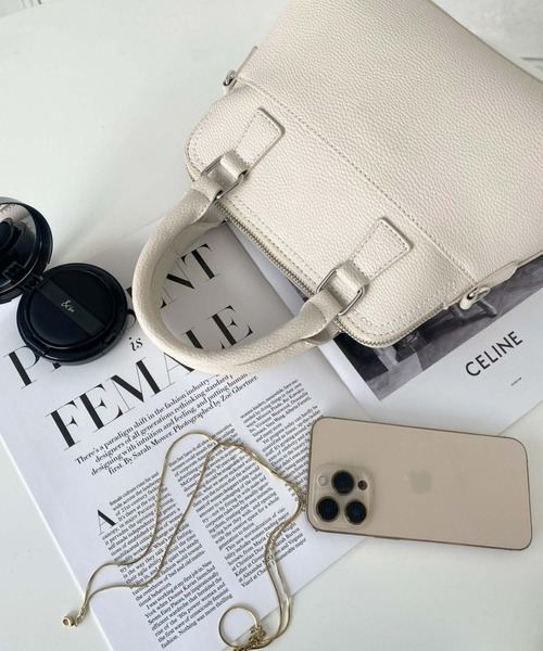 moment+（モーメントプラス）の「ショルダーステッチボストンハンドバッグ（ハンドバッグ・レディース・ブラック/アイボリー/ブラウン・FREE）」の14枚目の写真