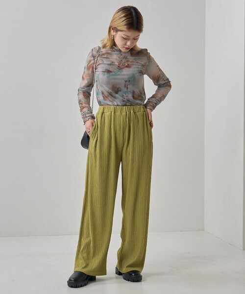 PUBLUX（パブリュクス）の「PUBLUX/パブリュクス ヴィンテージ水彩アート柄シアートップス（Tシャツ/カットソー・レディース・グレイッシュベージュ/レンガ・ﾌﾘ-）」の3枚目の写真