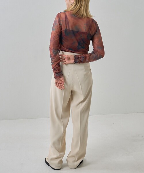 PUBLUX（パブリュクス）の「PUBLUX/パブリュクス ヴィンテージ水彩アート柄シアートップス（Tシャツ/カットソー・レディース・グレイッシュベージュ/レンガ・ﾌﾘ-）」の14枚目の写真