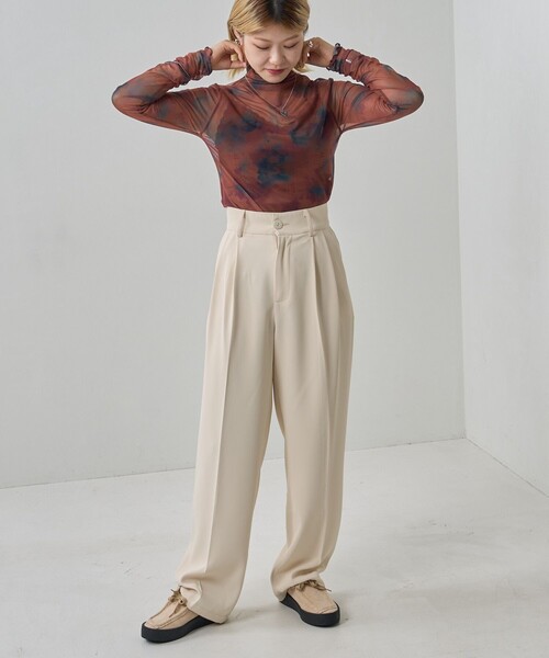 PUBLUX（パブリュクス）の「PUBLUX/パブリュクス ヴィンテージ水彩アート柄シアートップス（Tシャツ/カットソー・レディース・グレイッシュベージュ/レンガ・ﾌﾘ-）」の10枚目の写真