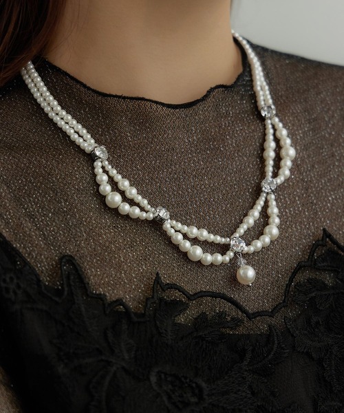 スカラップパールビジューネックレス（ネックレス）｜niana（ニアナ