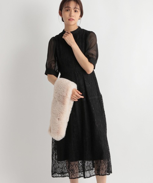 Andemiu(アンデミュウ)の「【WEB限定】総レースピンタックドレス285803(ドレス・レディース・ブラック/パープル/オリーブ・MEDIUM)」の2枚目の写真