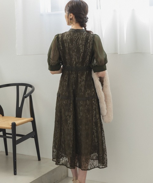 Andemiu(アンデミュウ)の「【WEB限定】総レースピンタックドレス285803(ドレス・レディース・ブラック/パープル/オリーブ・MEDIUM)」の4枚目の写真